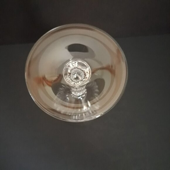 Cristal de Flandre Wine Goblet 6.5" Austria Clear Cut Panel Stem Glass Elegant - Picture 7 of 11